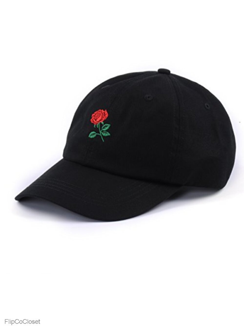 Embroidered Rose Dad Hat Unisex Cotton Adjustable Baseball Cap